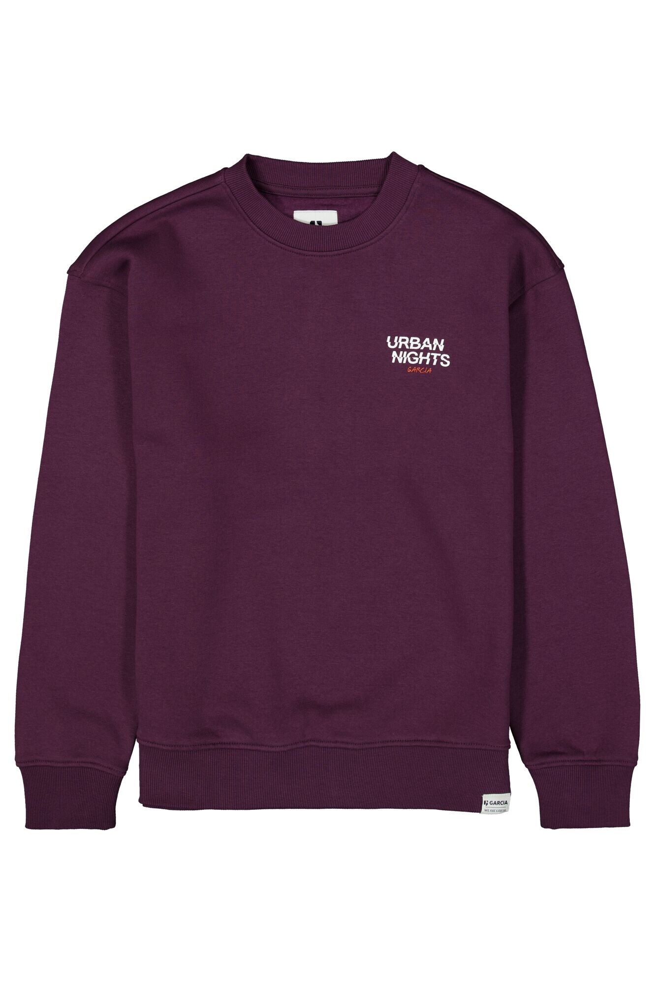 GARCIA Sweater majica patlidžan / tamno narančasta / bijela