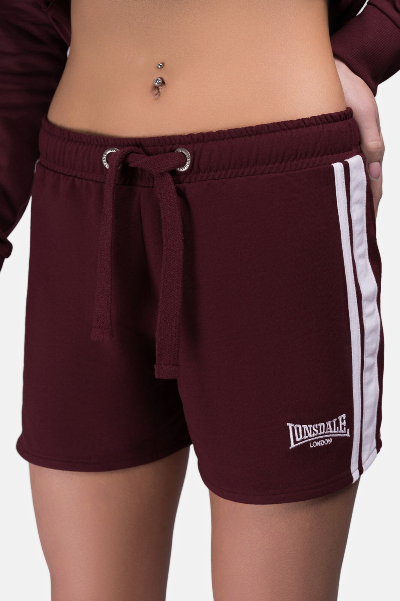 LONSDALE Nadrág 'Carloway'  borvörös / fehér termék 2. képe