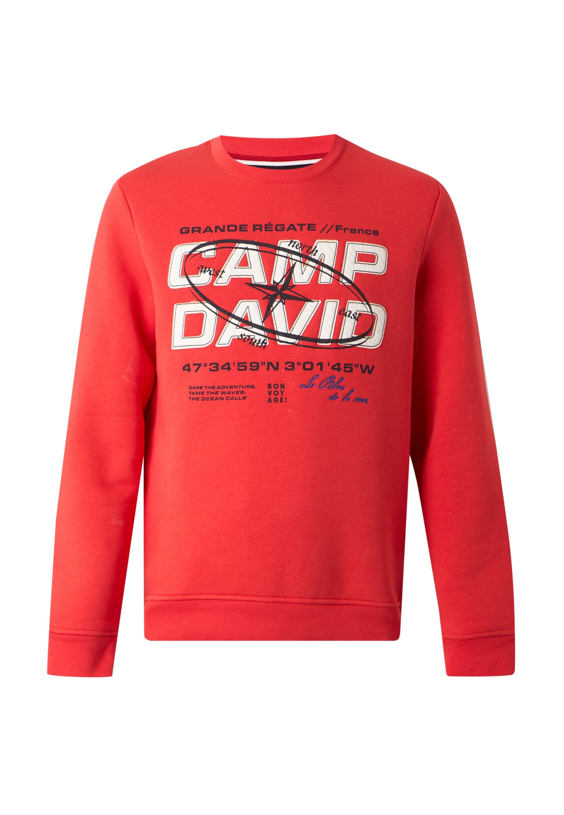CAMP DAVID Sweatshirt blå / nattblå / orangeröd herr