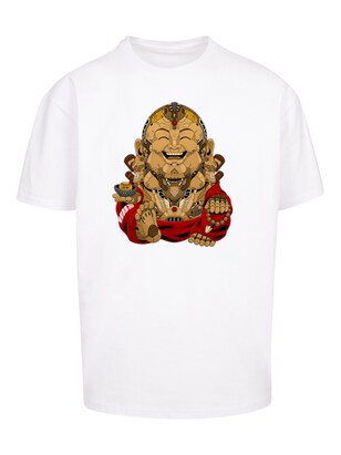 F4NT4STIC Shirt ‘Happy Cyber Buddha CYBERPUNK STYLES’ Gemengde kleuren / Wit