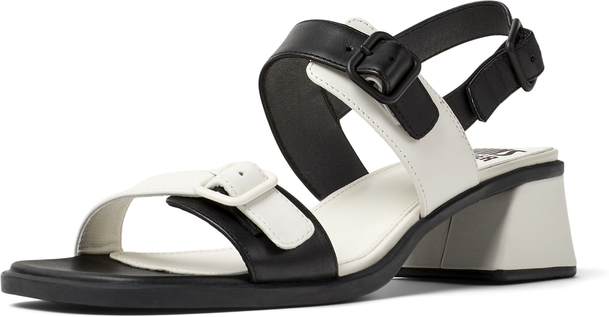 CAMPER Sandalias con hebilla ' Kora '  negro / blanco