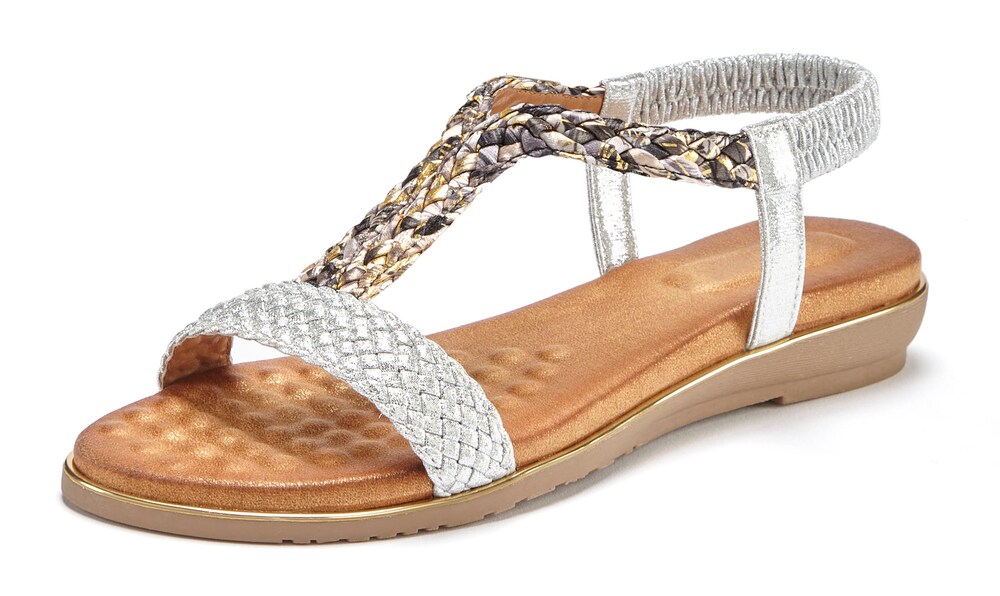 VIVANCE Sandale Damen Größe 44 dunkelblau / goldgelb / silber