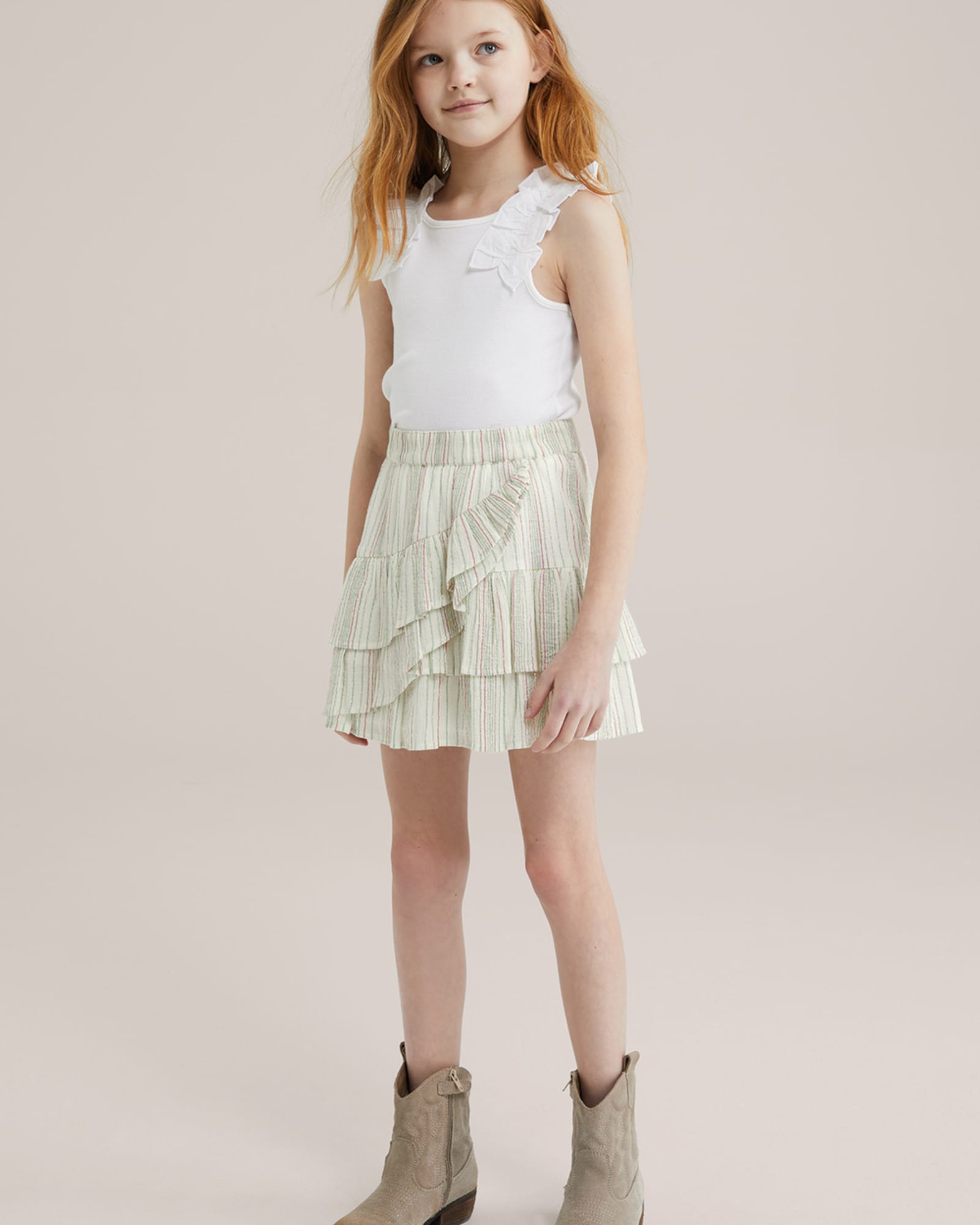 WE Fashion Sukňa zelená / malinová / biela (obrázok 5)