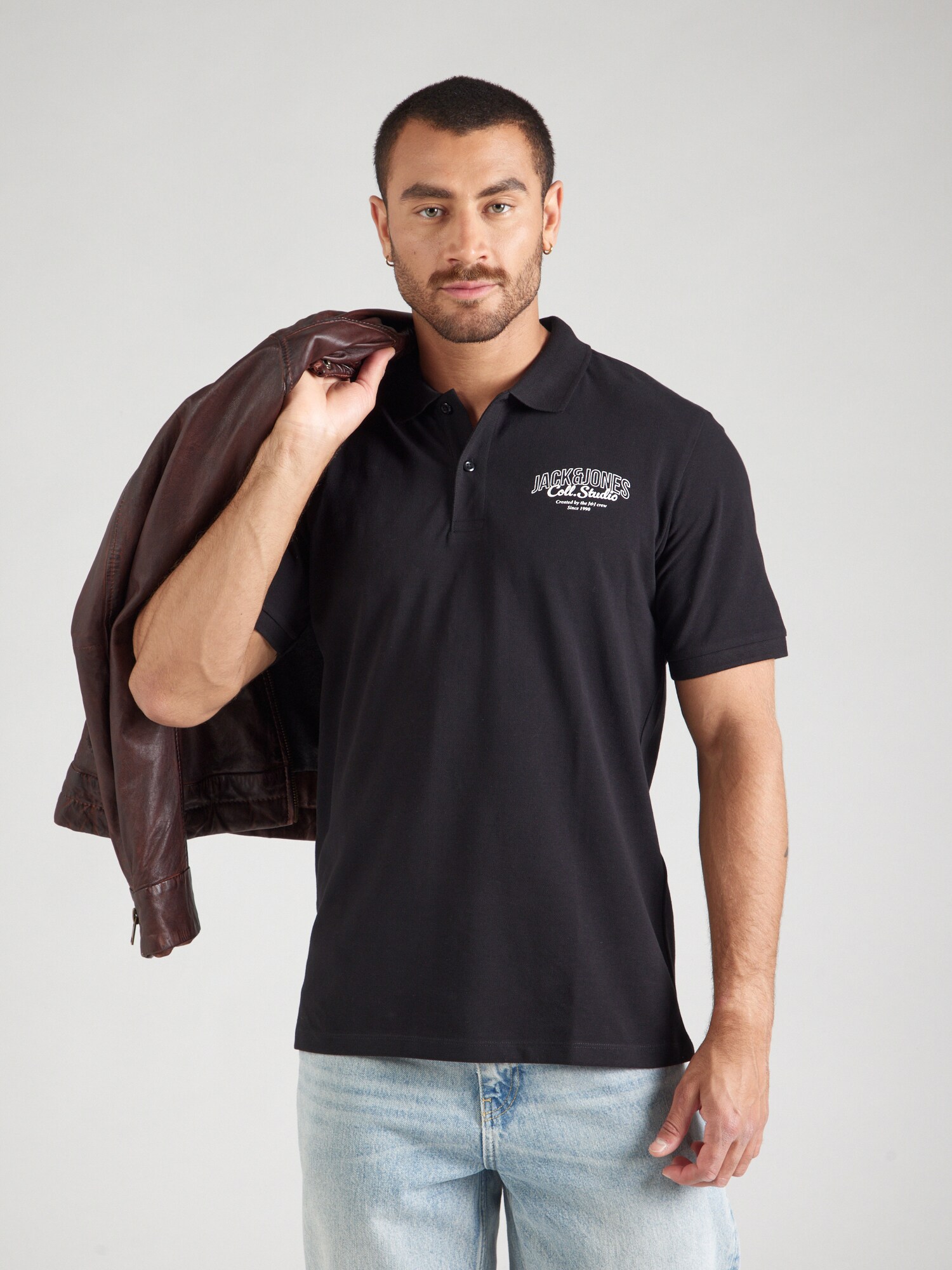 JACK & JONES Tričko 'JJMAKOTO' čierna / biela (obrázok 3)