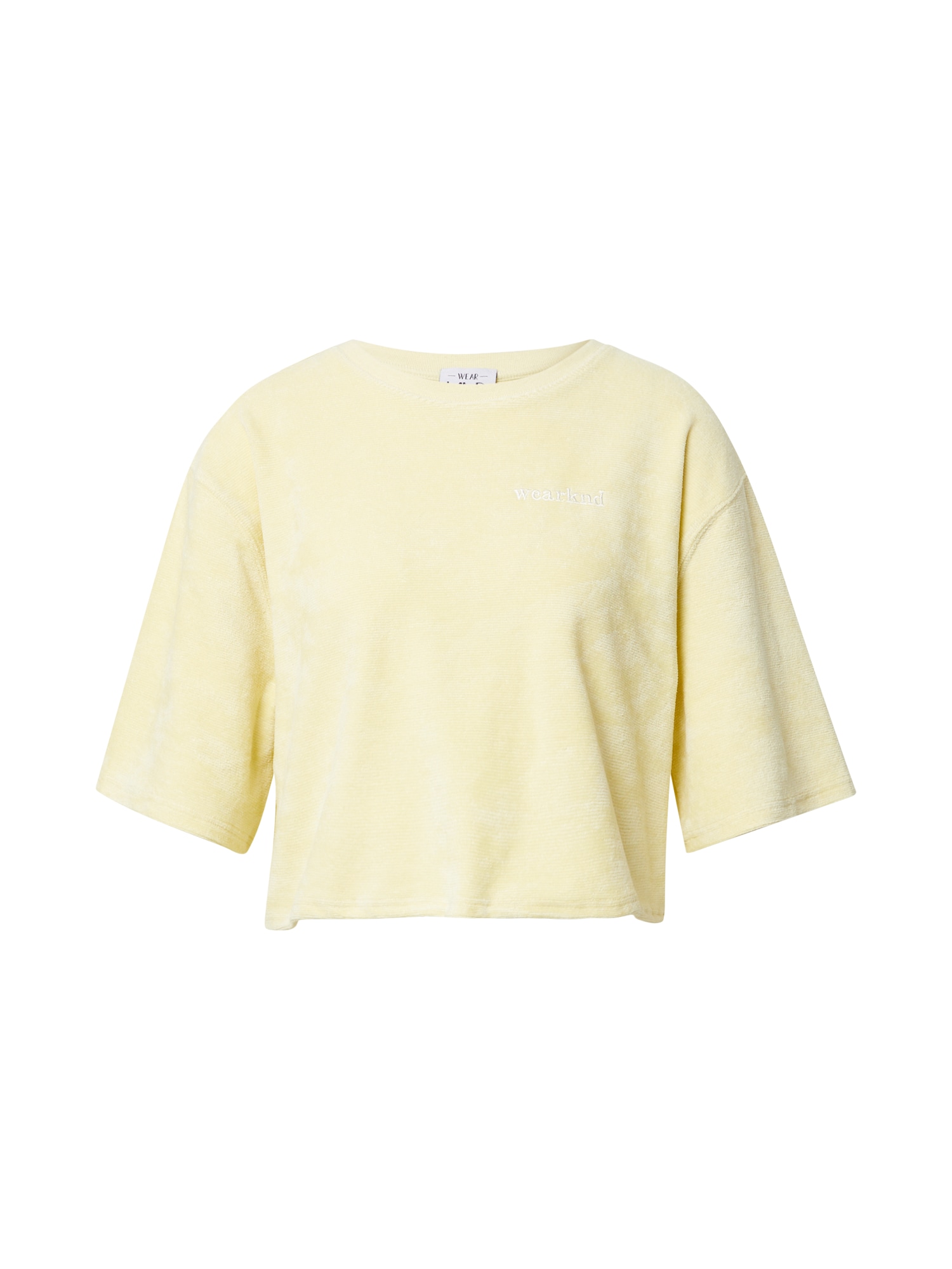 WEARKND Marškinėliai šviesiai geltona / balta