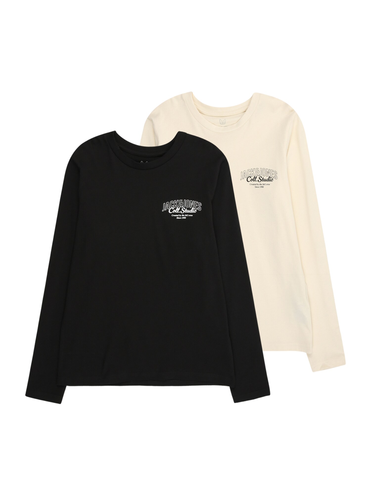 Jack & Jones Junior Tricou JJMAKOTO  negru / alb / alb lână