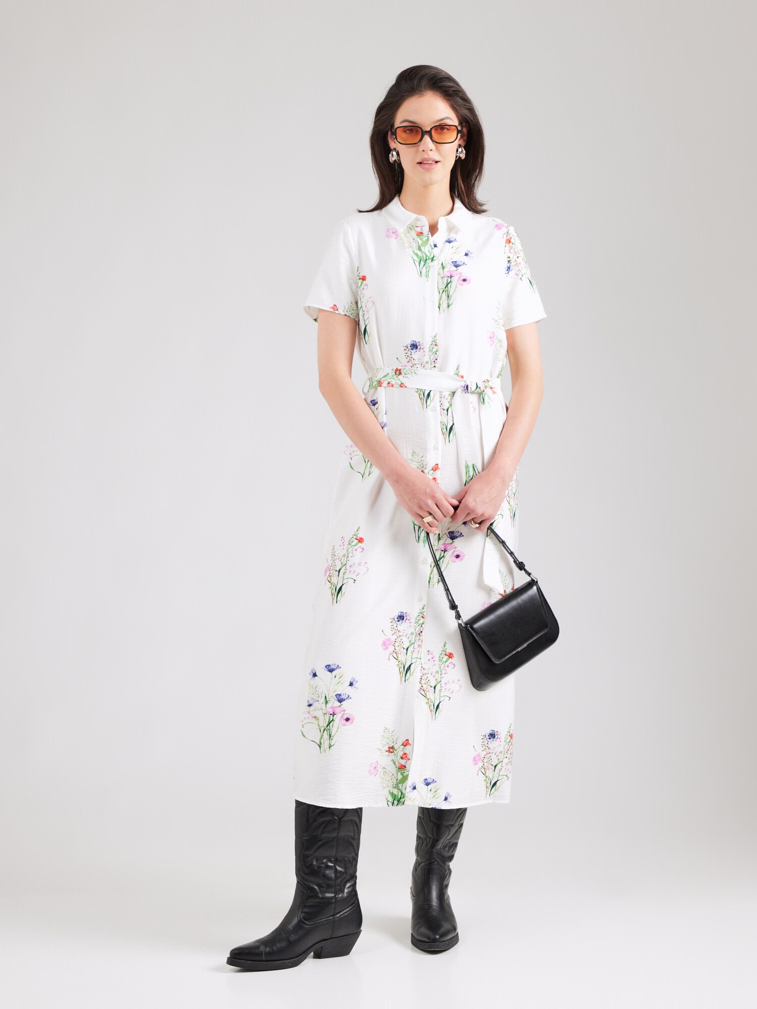 VERO MODA Košeľové šaty 'VMRUNA' zelená / fialová / ružová / biela (obrázok 4)