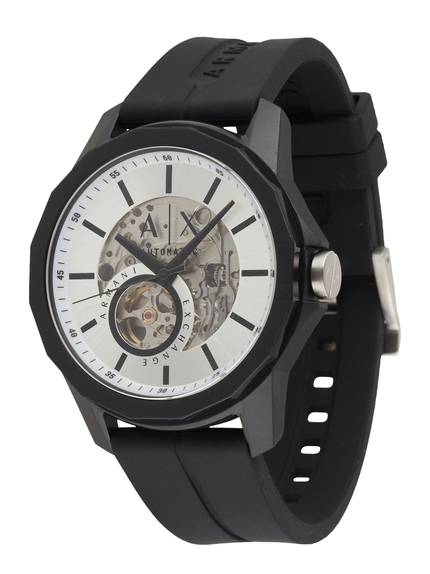 ARMANI EXCHANGE Analoginis (įprasto dizaino) laikrodis juoda / sidabrinė