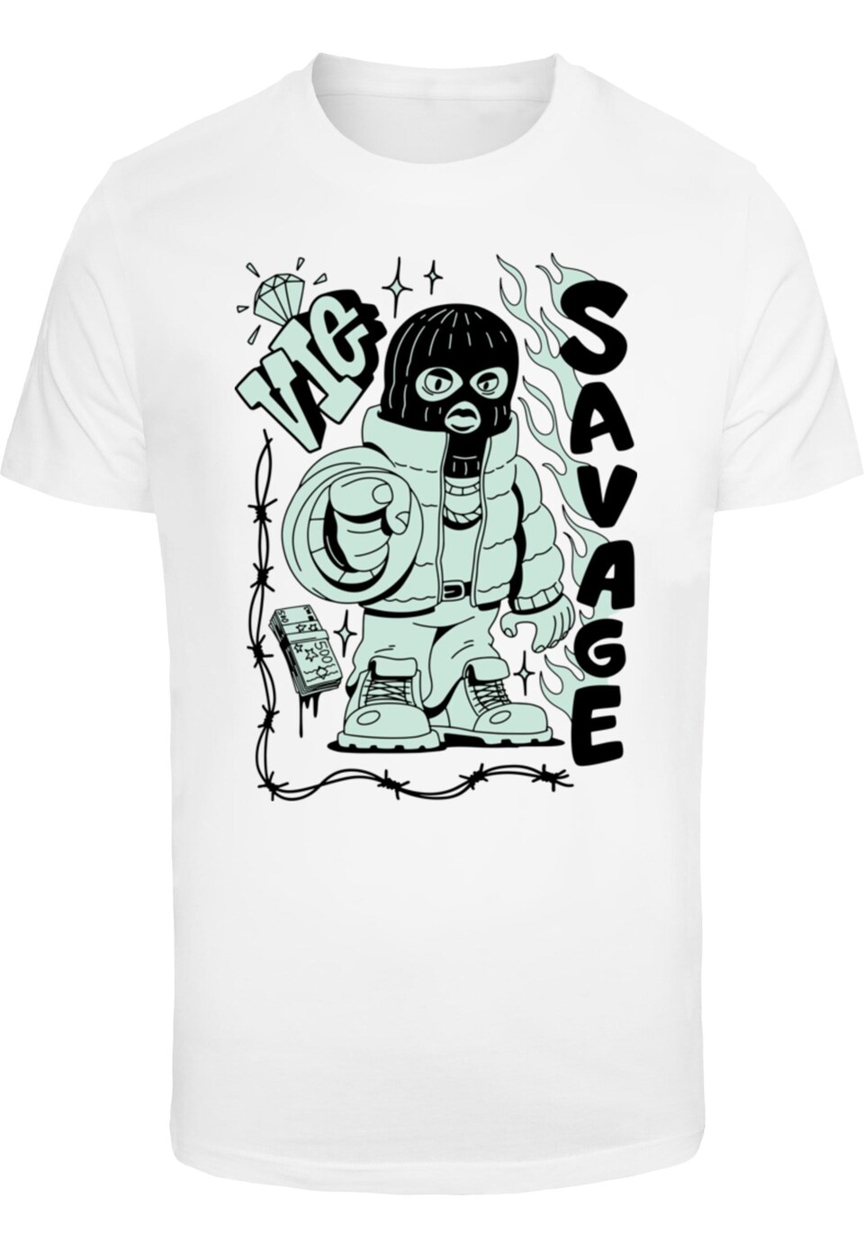 T-shirt 'Savage Balaclava' mint / svart