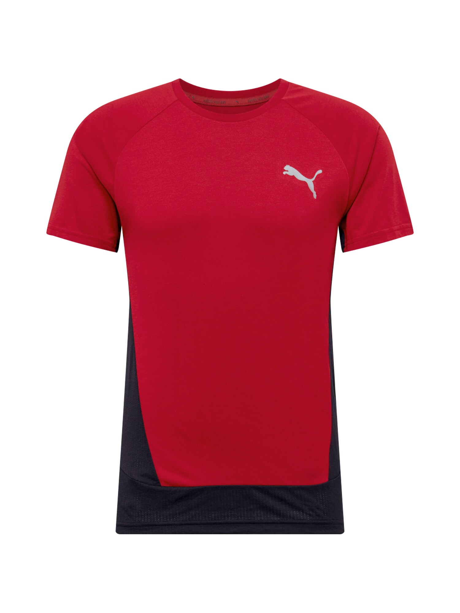PUMA Sportiniai marškinėliai 'EVOSTRIPE'  raudona / juoda