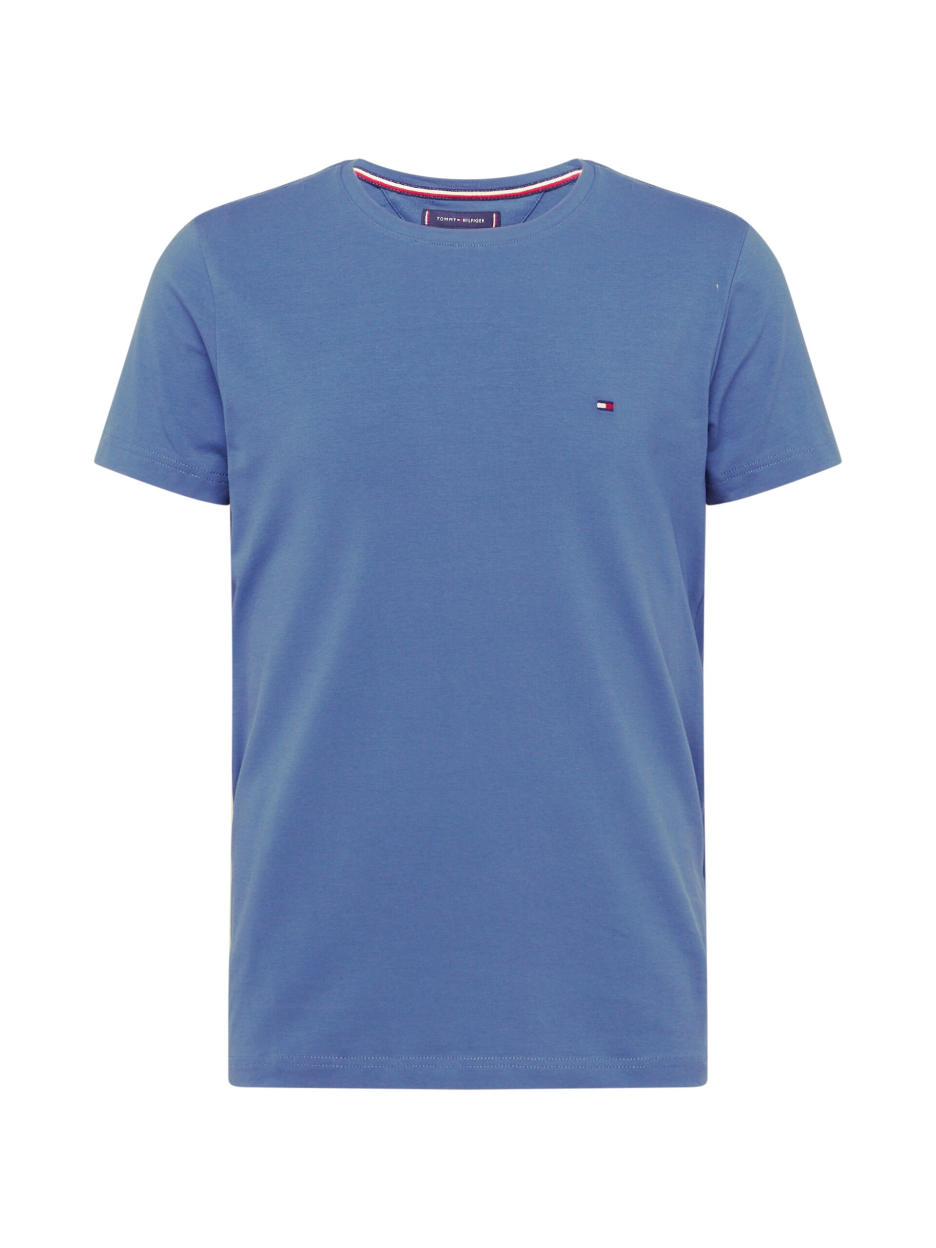 TOMMY HILFIGER T-shirt 'Flag Embroidery Slim' marinblå / safir / blodröd herr