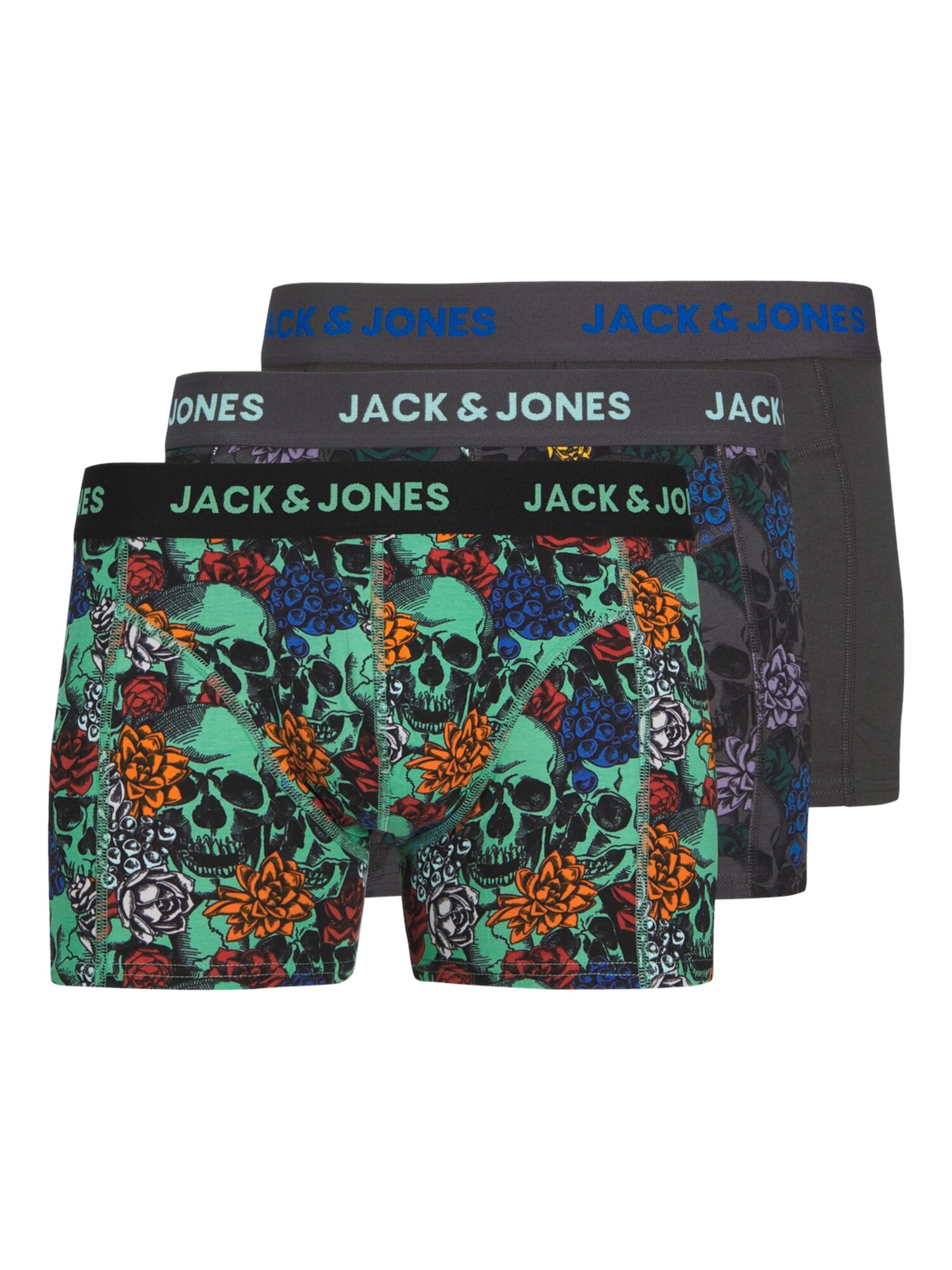 JACK & JONES Boxerky 'MASON'  čadičová / mätová / modrofialová / oranžová