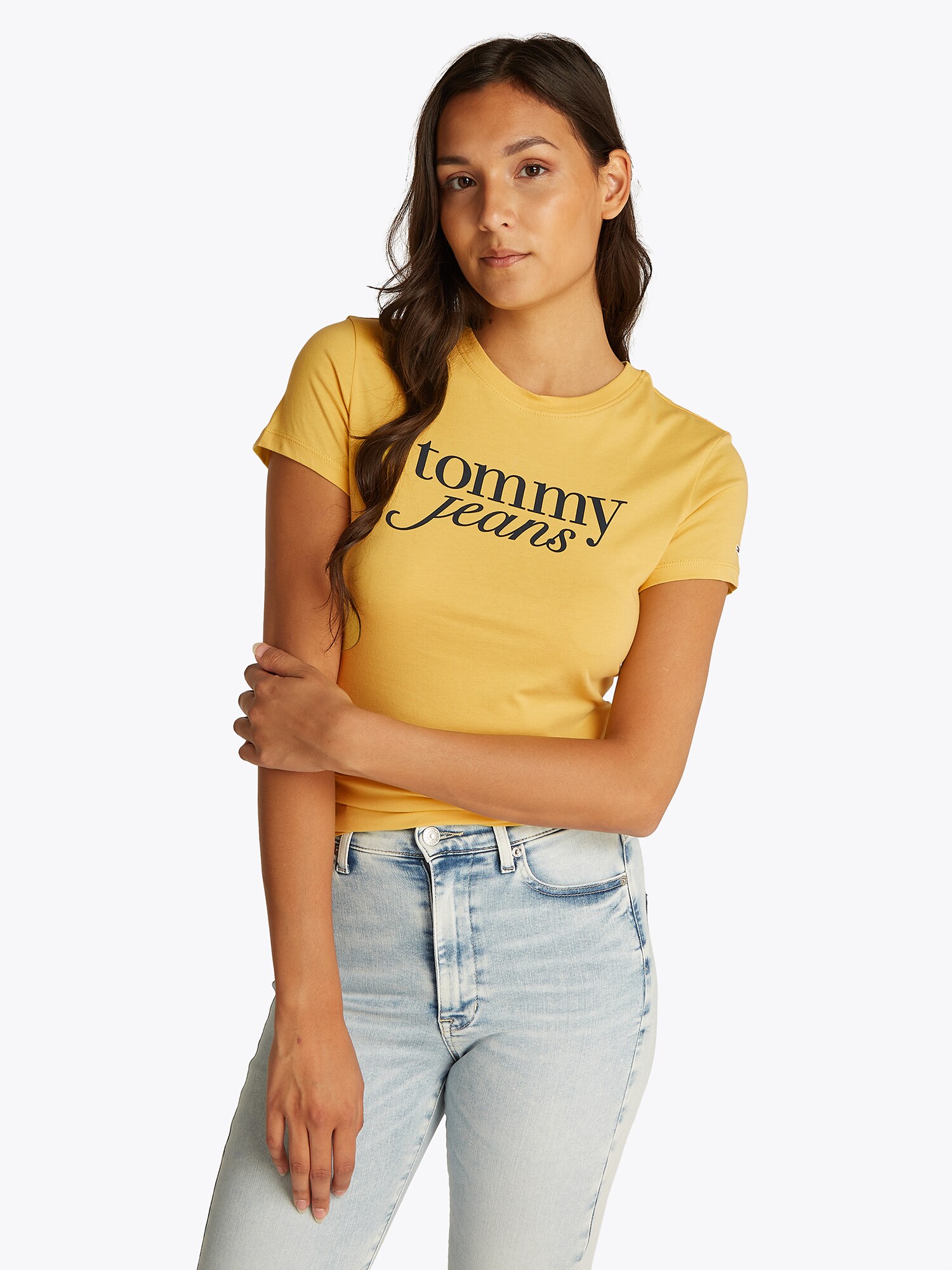 Tommy Jeans Póló 'ESSENTIAL'  curry / fehér termék 2. képe