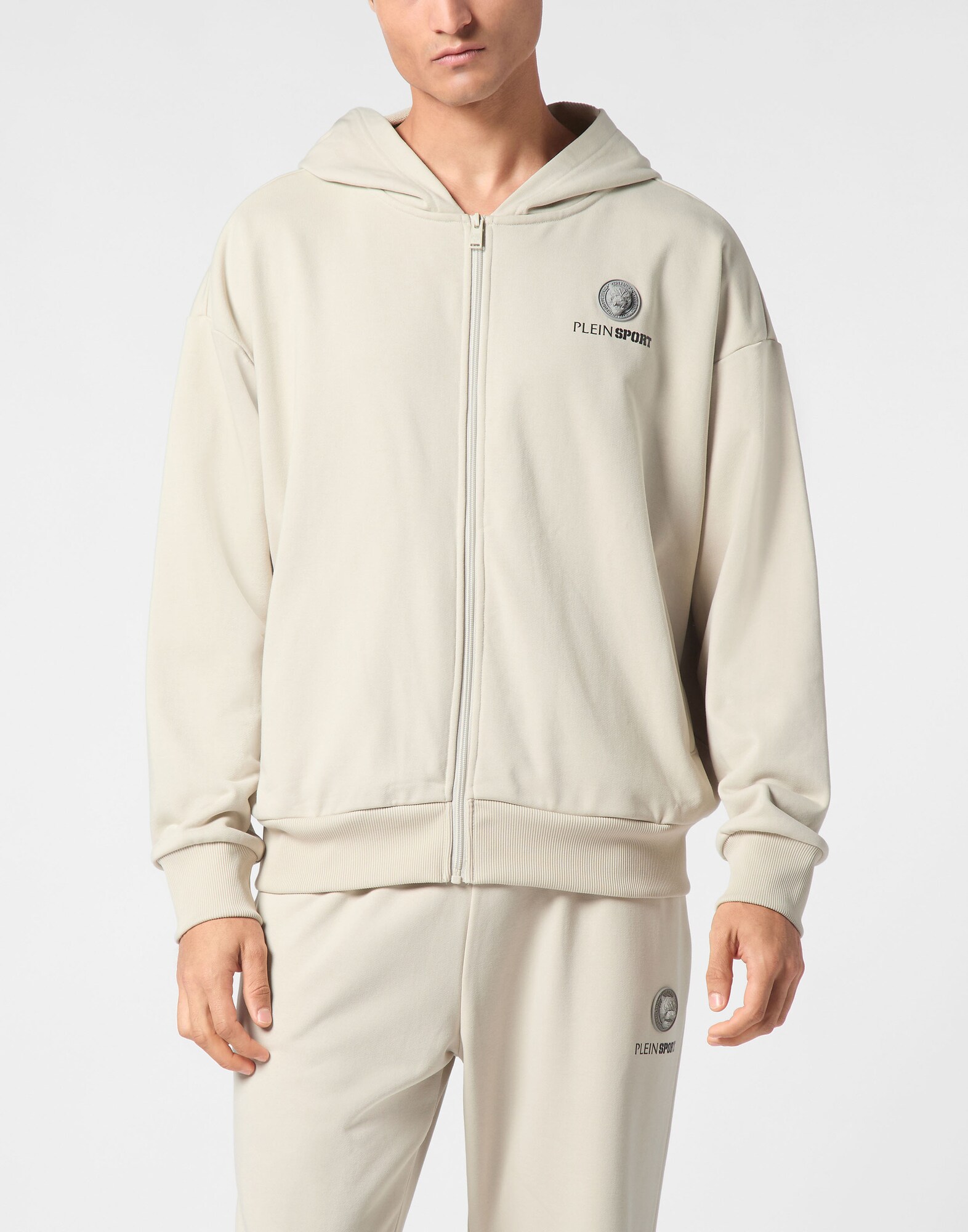 Plein Sport Sudadera con cremallera 'Scratch' beige – imagen 2