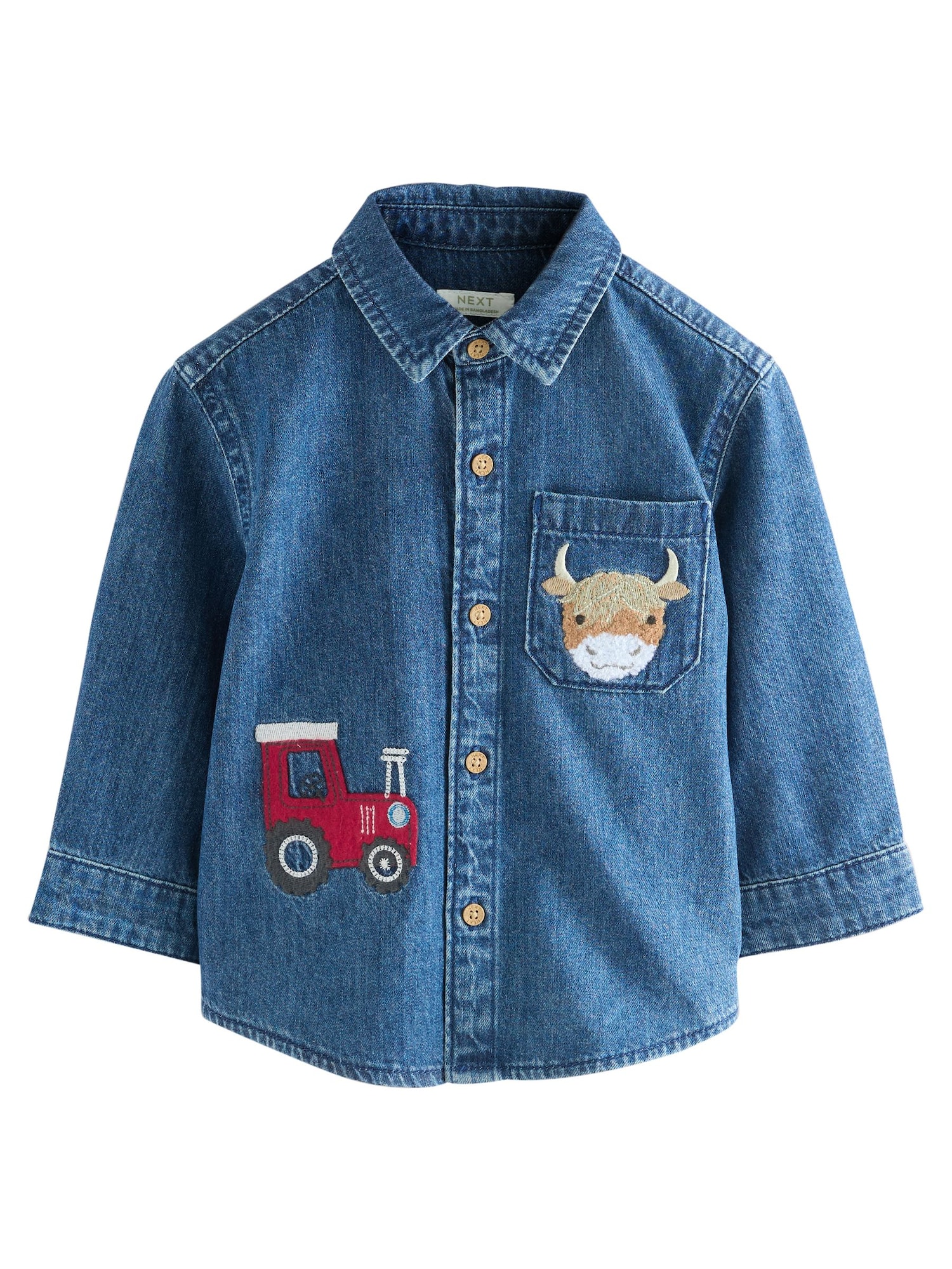 Next Tricou  albastru denim / maro mokka / roșu / alb