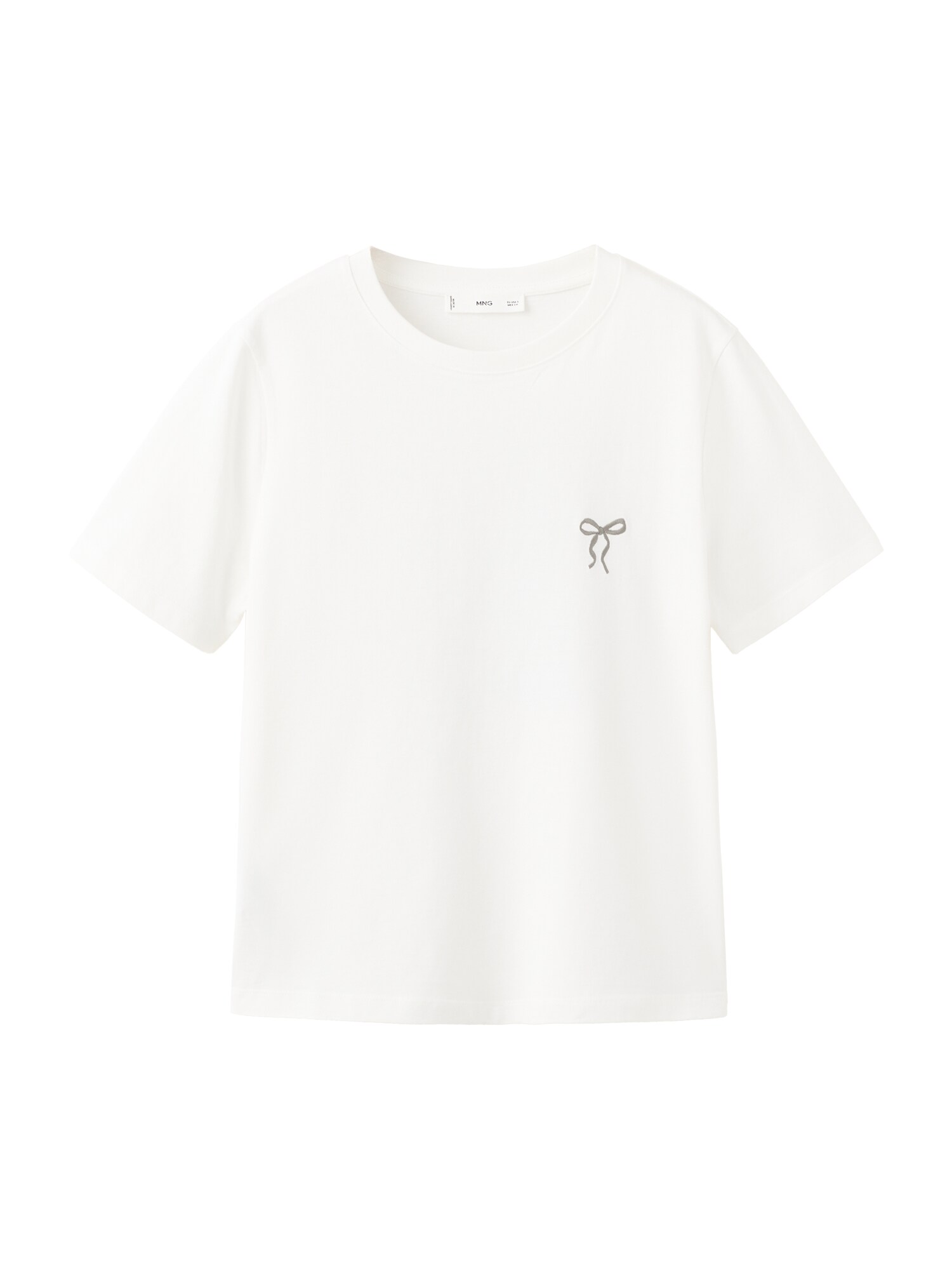 MANGO Tricou 'RIN'  gri / alb