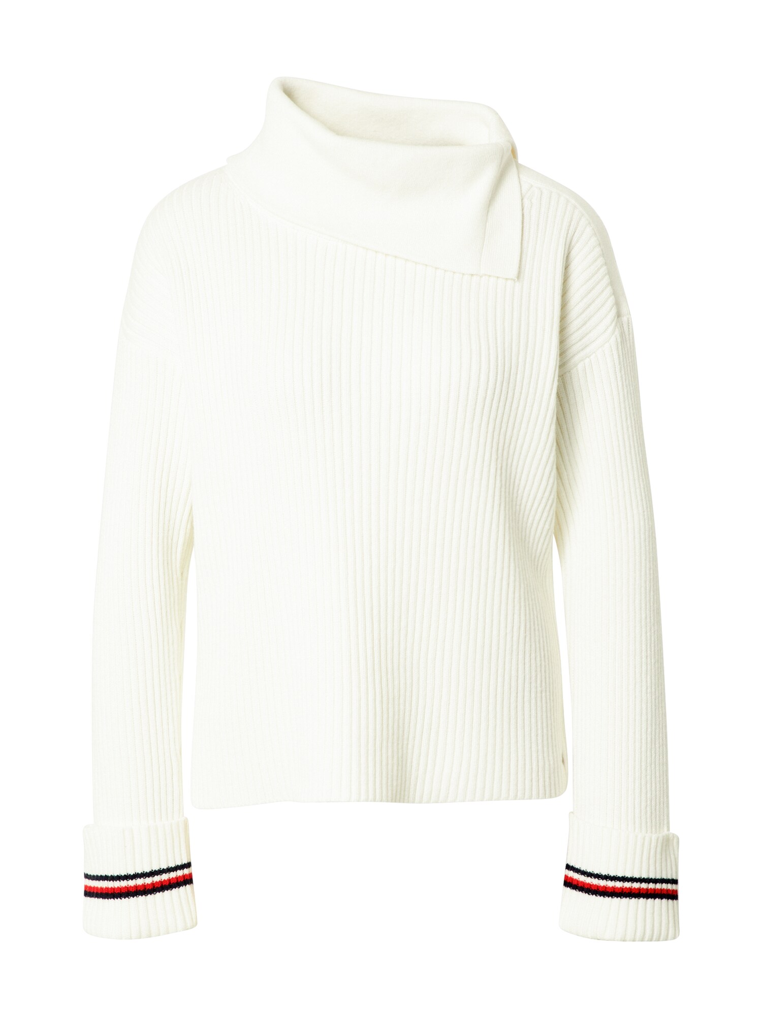 TOMMY HILFIGER Megztinis  nebalintos drobės spalva / raudona / juoda