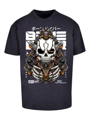 F4NT4STIC Shirt ‘Bone Cyber Techronin CYBERPUNK STYLES’ Basaltgrijs / Gemengde kleuren