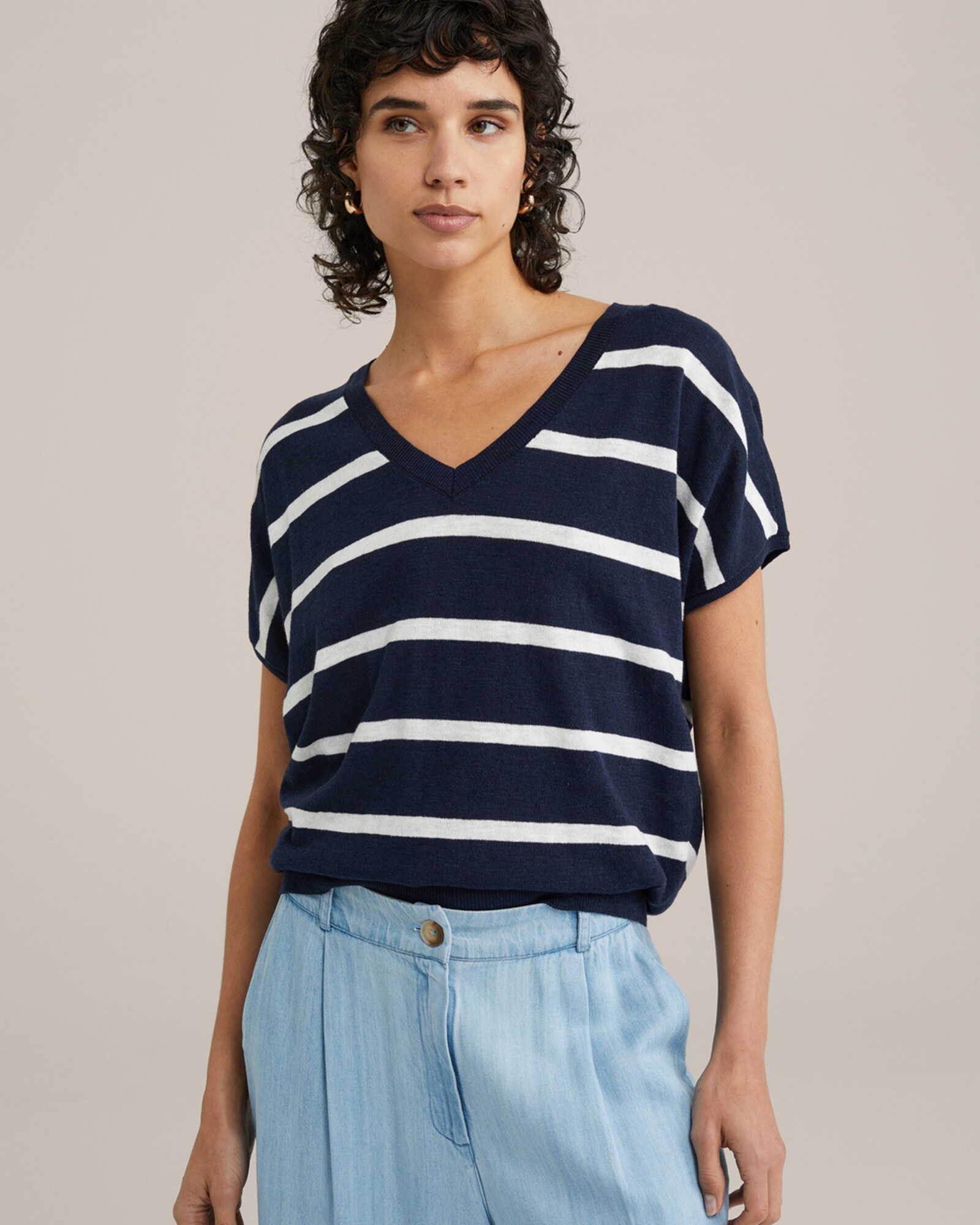 WE Fashion Pulóver  sötétkék / fehér termék 2. képe