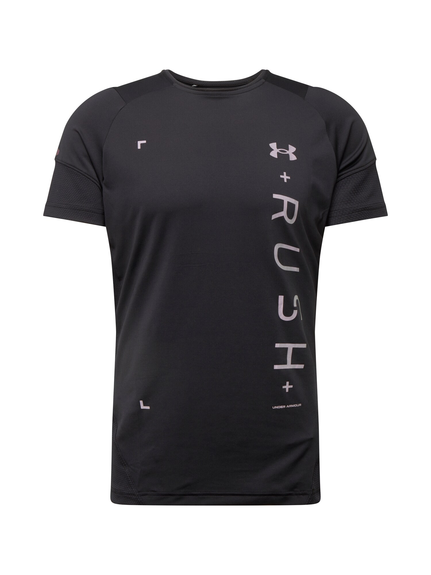 UNDER ARMOUR Sportiniai marškinėliai 'Rush 2.0'  juoda / sidabro pilka