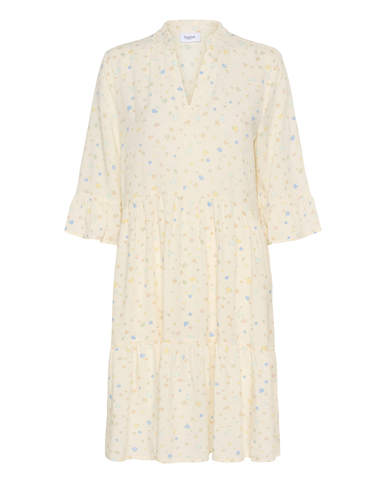 SAINT TROPEZ Vestido 'Eda'  chamois / azul pastel / amarillo pastel / verde pastel