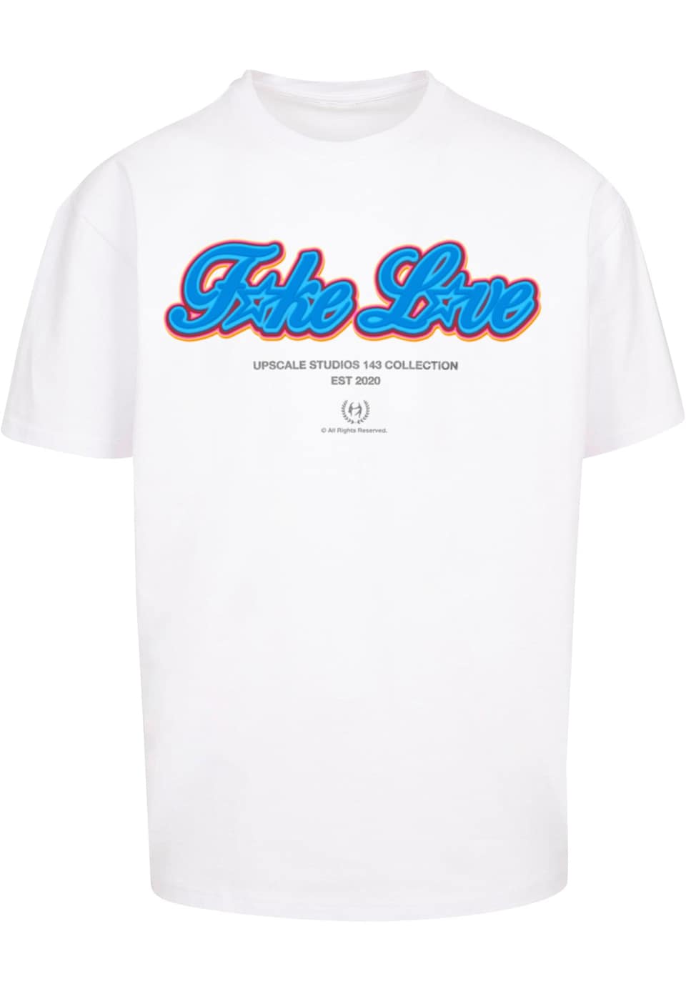 T-shirt 'F*ke L*ve' blå / grå / orange