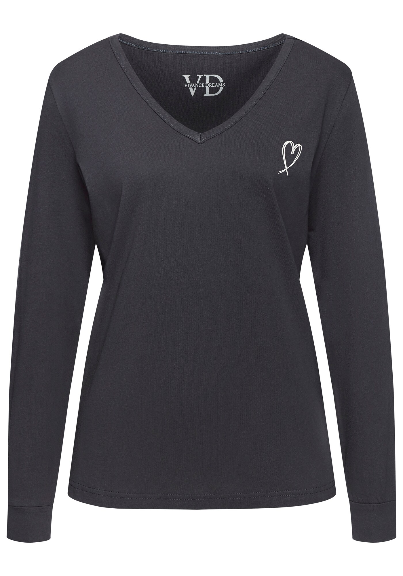 VIVANCE Bluză de noapte Dreams  gri închis / alb