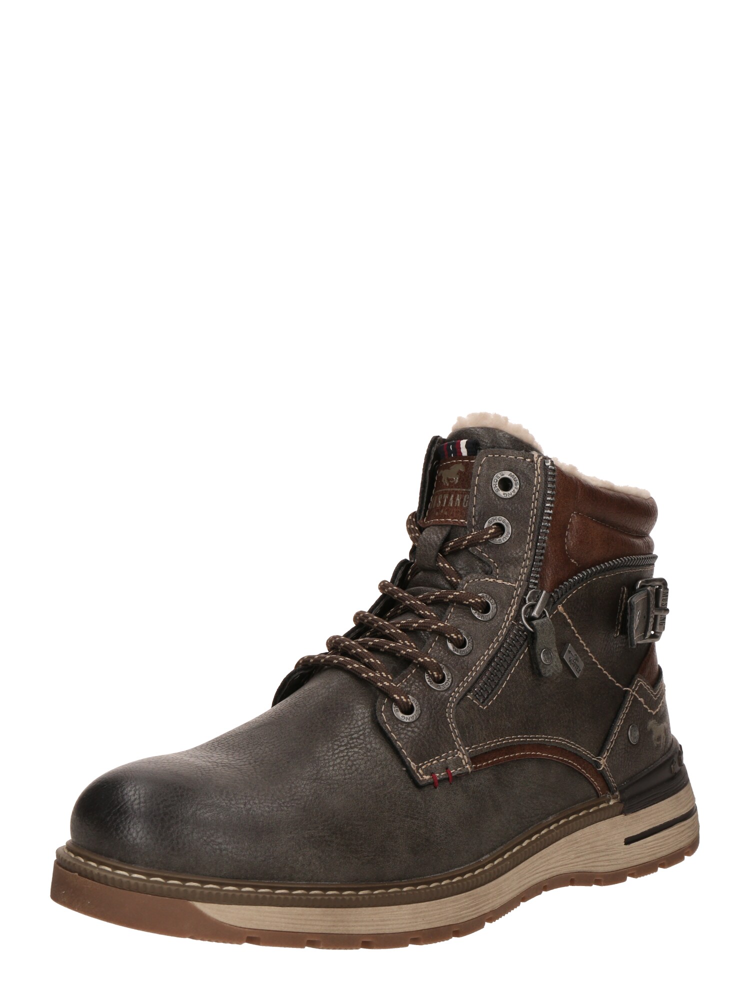 MUSTANG Bocanci cu șireturi  maro coniac / gri