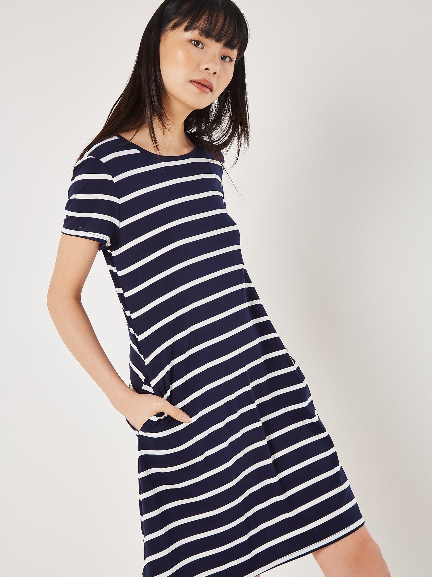 Thumbnail - Apricot Stripe Jersey Mini Dress