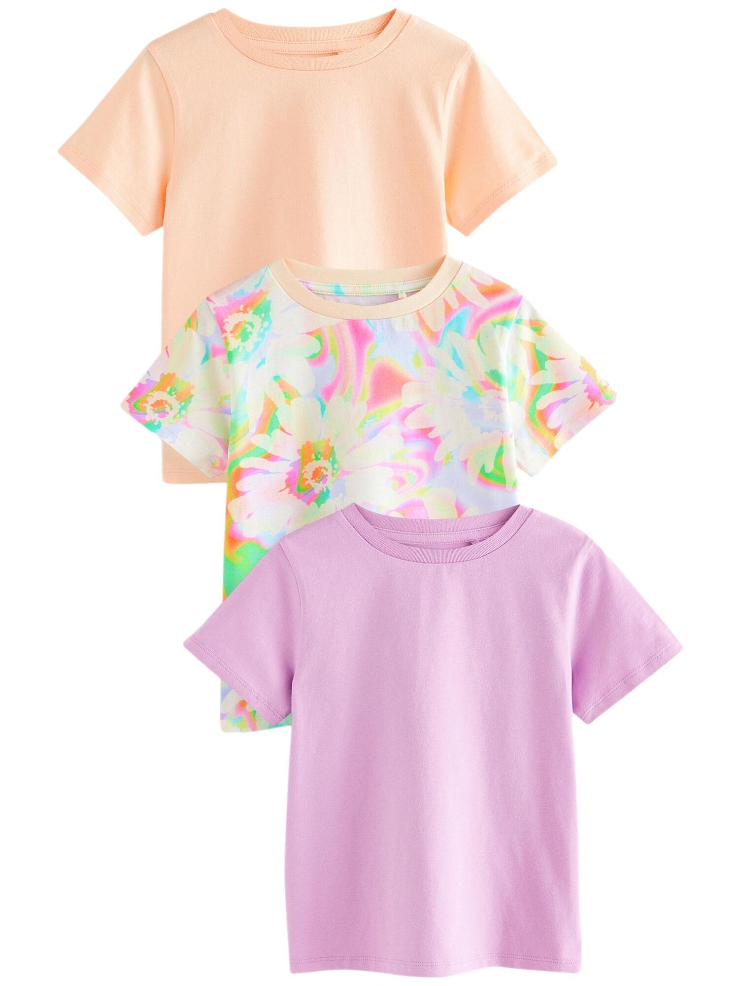 Next Tricou  turcoaz / mov lavandă / portocaliu caisă / alb murdar