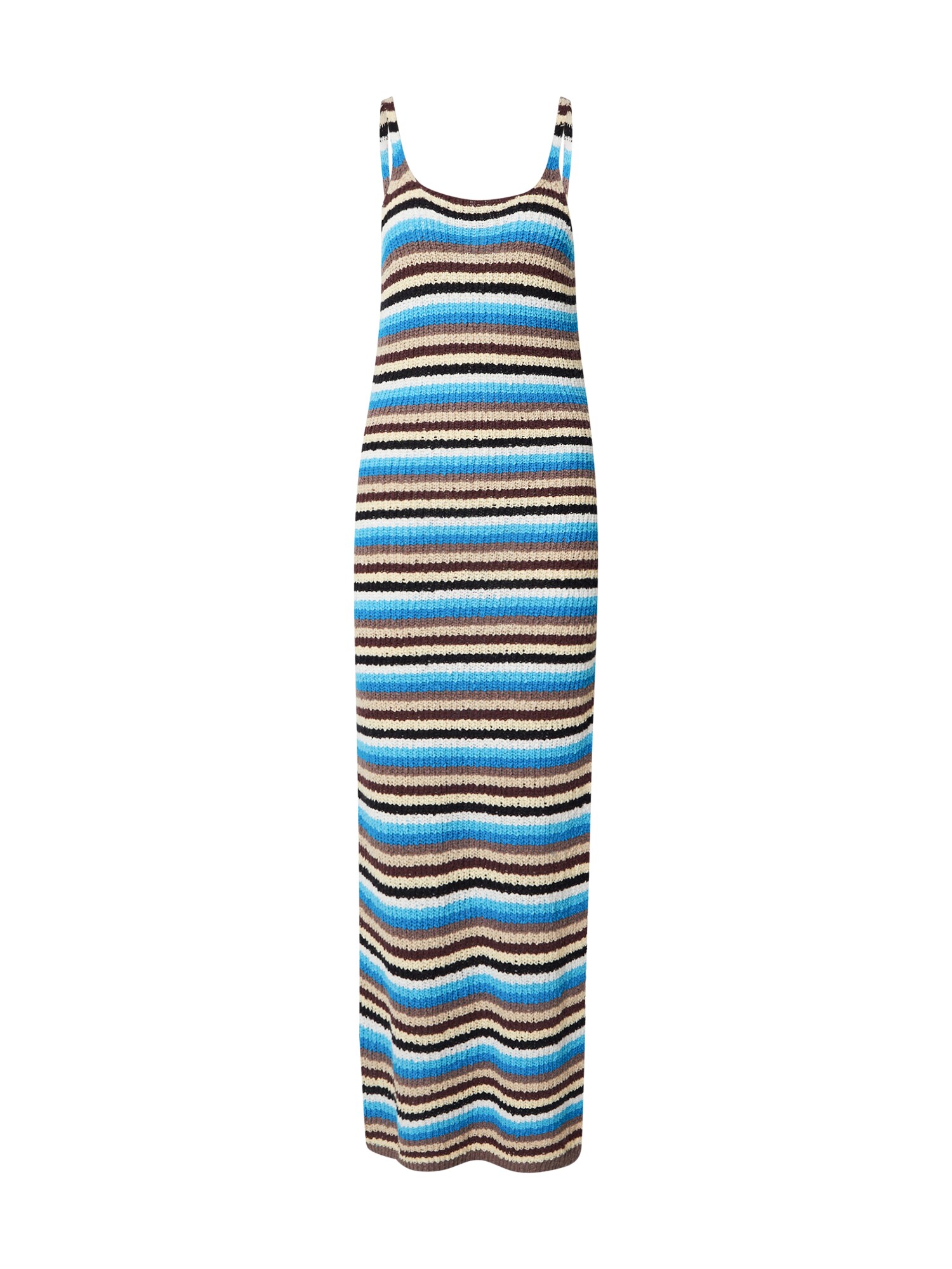 TOPSHOP Pletena obleka 'CAJSA'  kremna / nebeško modra / čokolada / črna