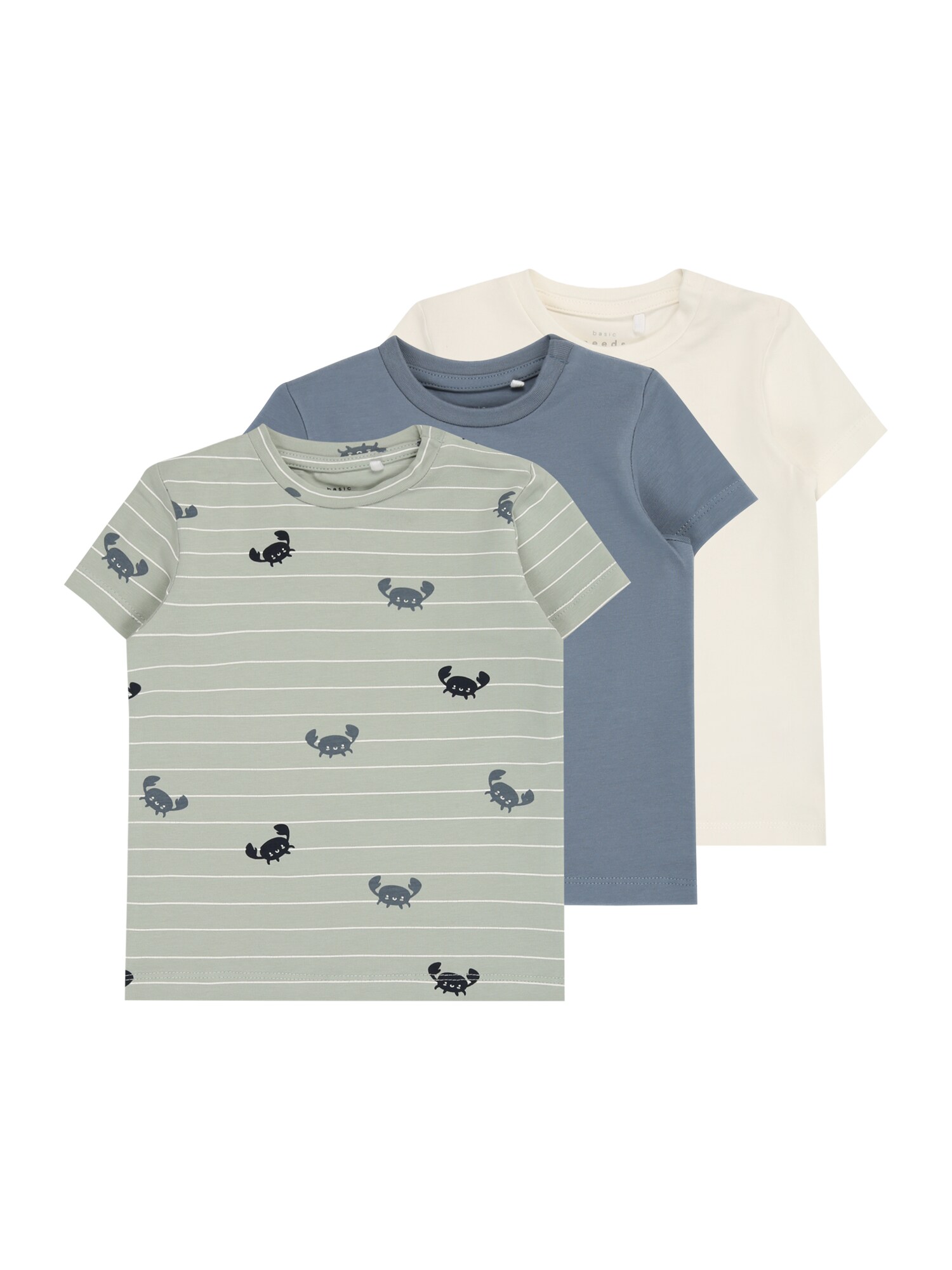 NAME IT Tricou NBMVACION  albastru porumbel / verde pastel / negru / alb