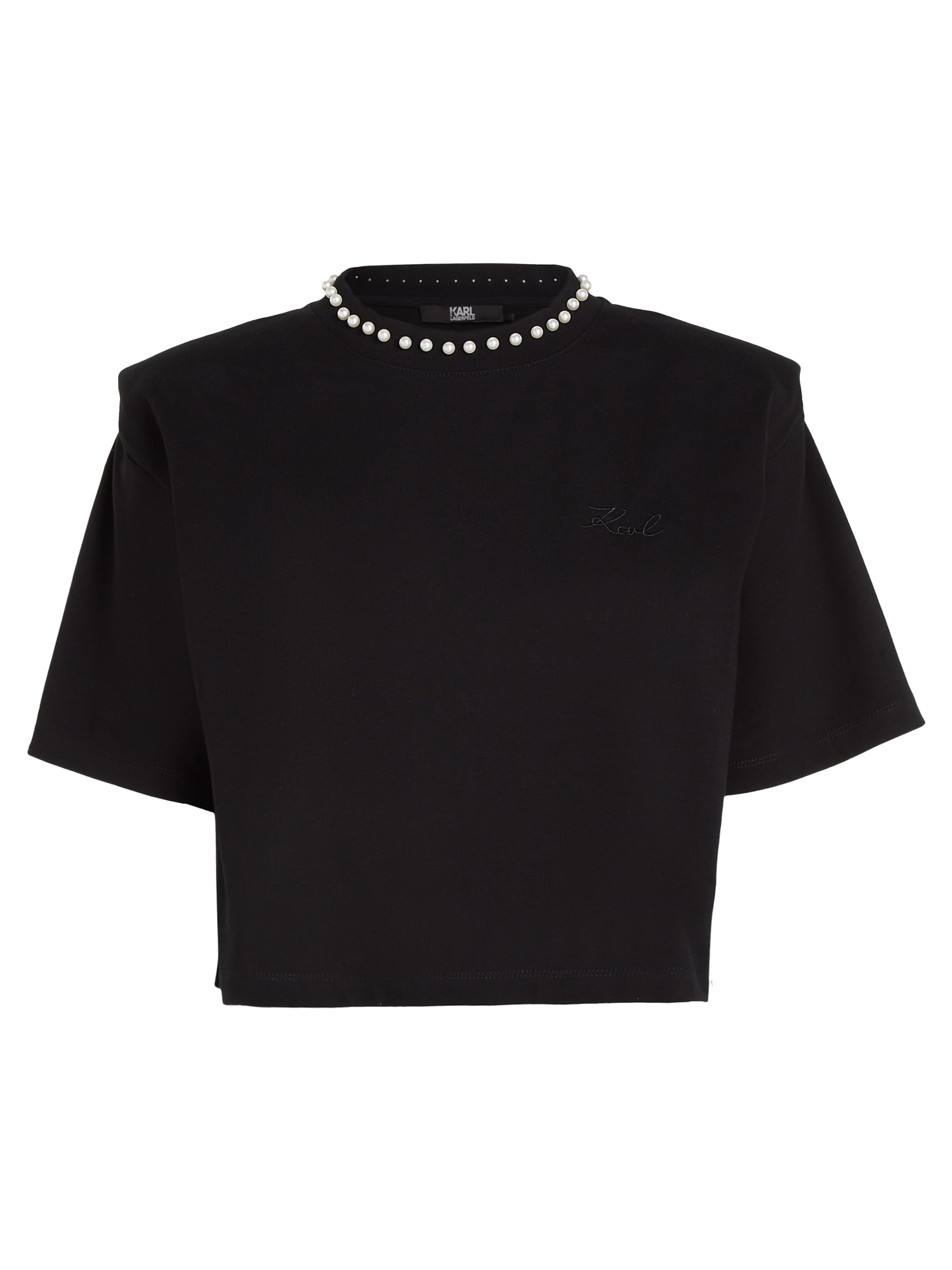 Karl Lagerfeld Majica 'Embellished Padded'  črna