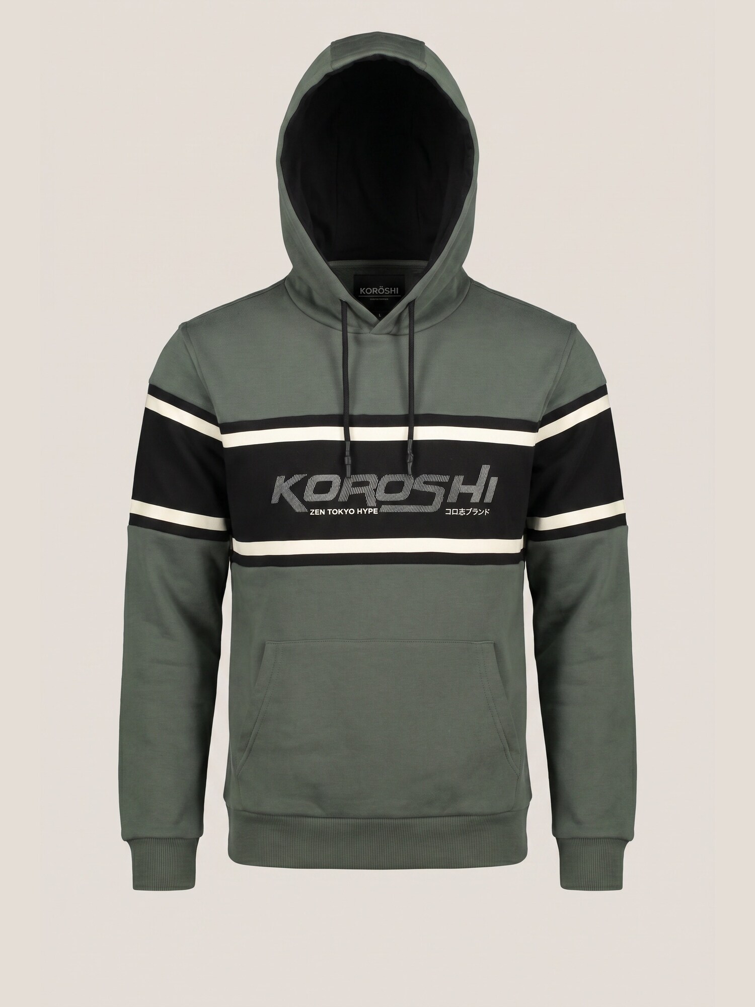 KOROSHI Bluză de molton verde / negru / alb