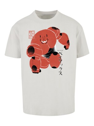 F4NT4STIC Shirt ‘Big Hero 6 Baymax Suite Pose’ Lichtgrijs / Lichtrood / Zwart / Wit