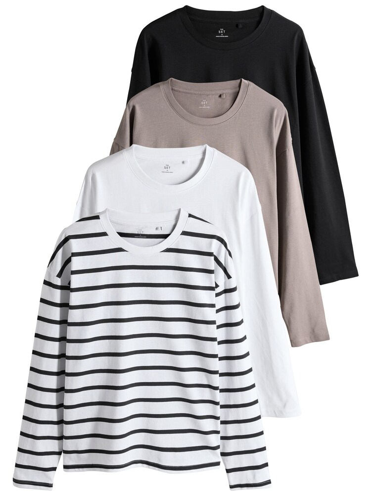 The Set Shirt Damen Größe L braun / schwarz / weiß