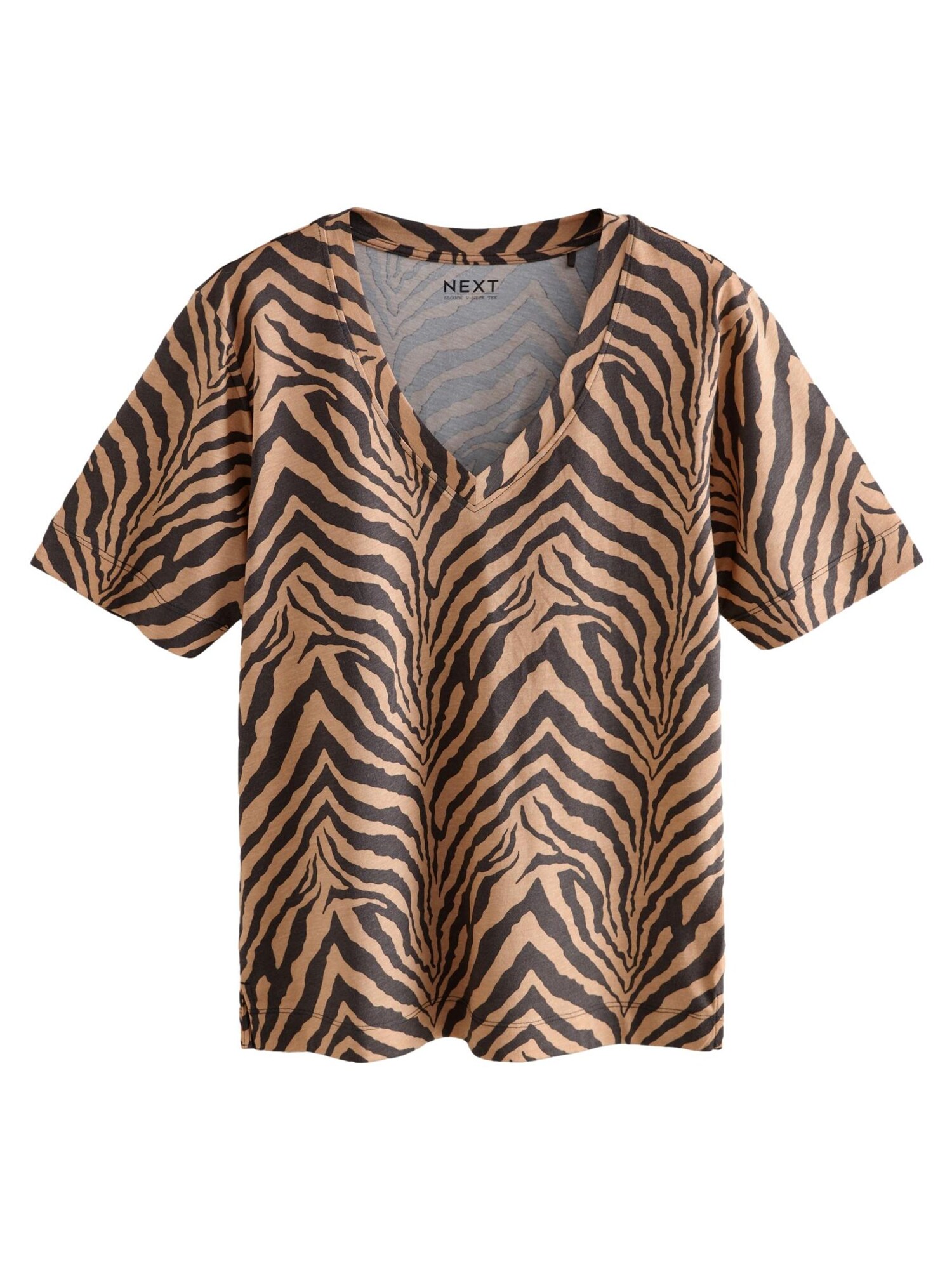 Next Tricou  maro coniac / negru