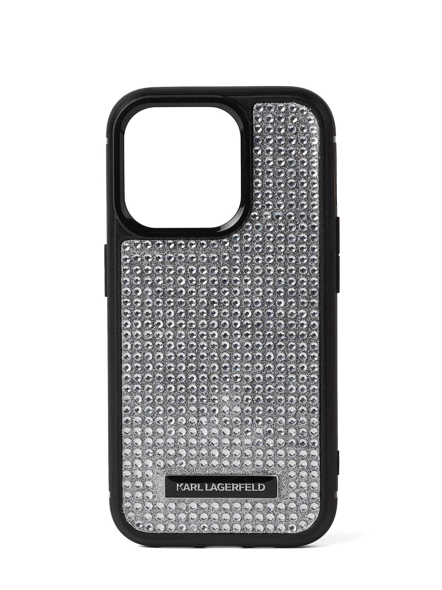 Karl Lagerfeld Išmaniojo telefono dėklas ' iPhone 15 Pro' juoda / sidabrinė