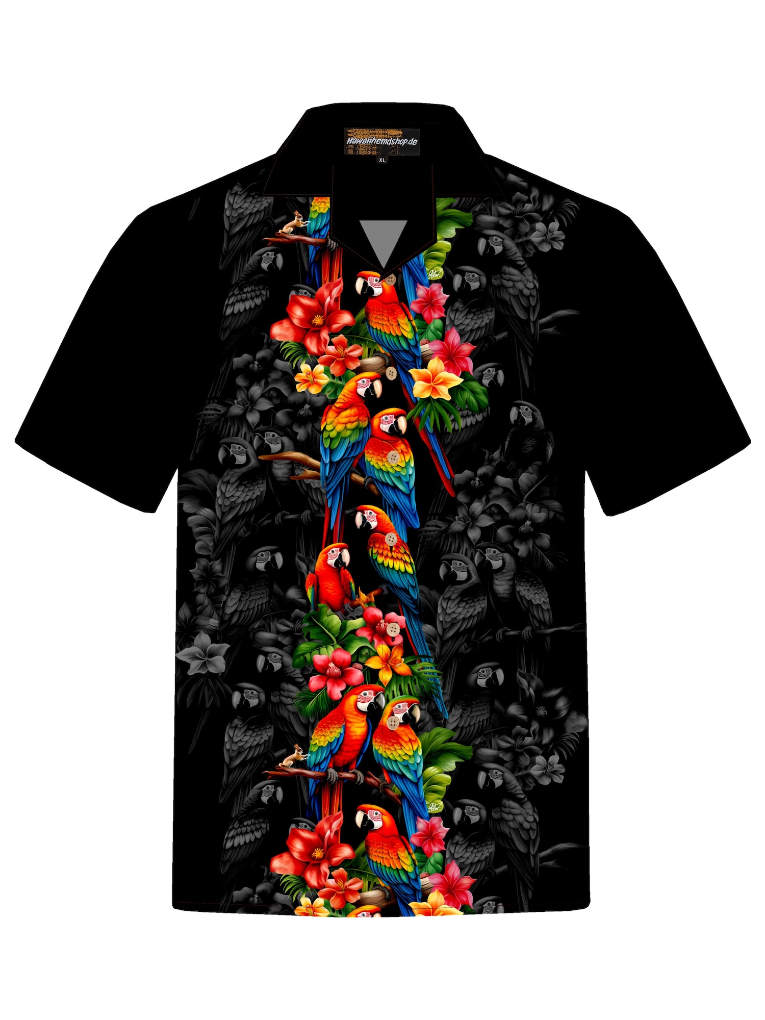 Hawaiihemdshop.de Camisa 'Hawaiihemd Parrots Elegance'  negro