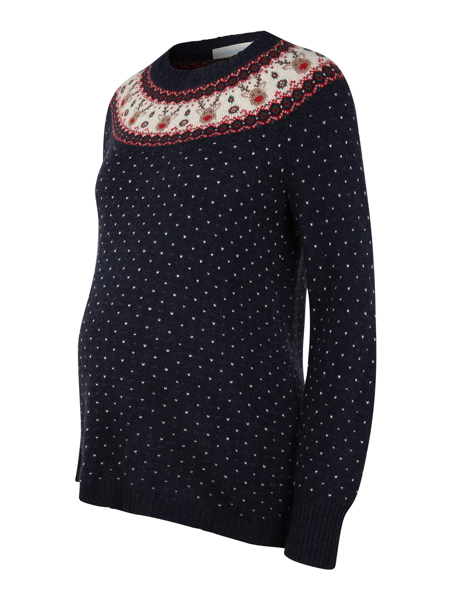 JoJo Maman Bébé Megztinis 'Reindeer Fair Isle'  tamsiai mėlyna / balta / raudona / smėlio