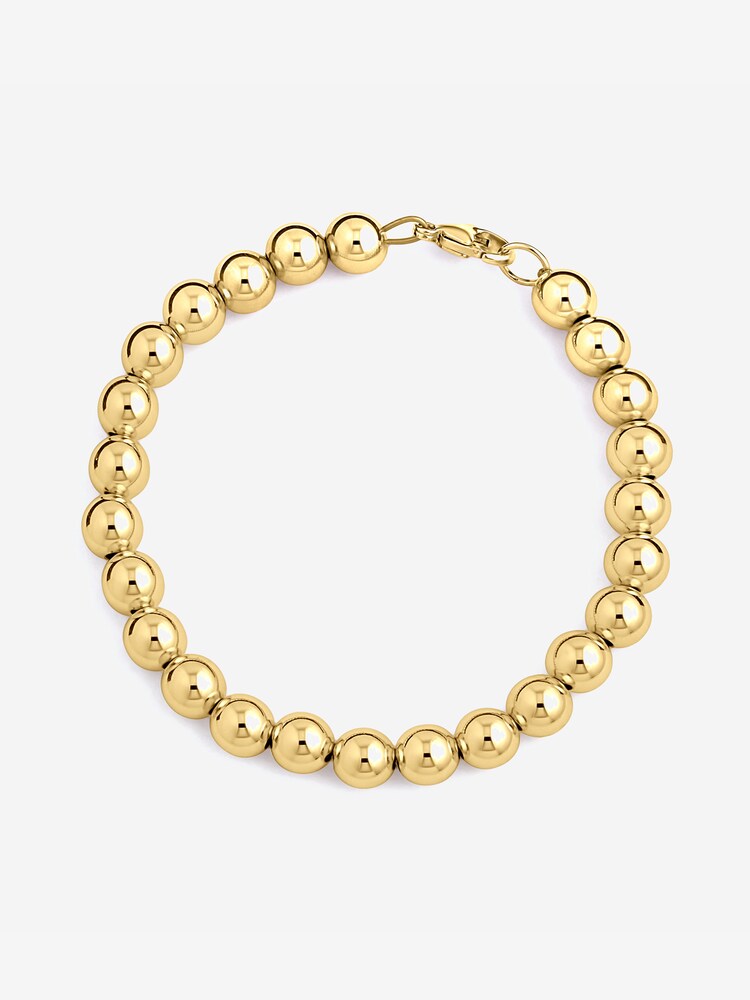 CLASSYANDFABULOUS Jewelry Armband 'Kugelarmband 7mm 14k Gold filled/ 14k Roségold filled/ 925 Sterling Silber' Damen Größe 20 cm gold