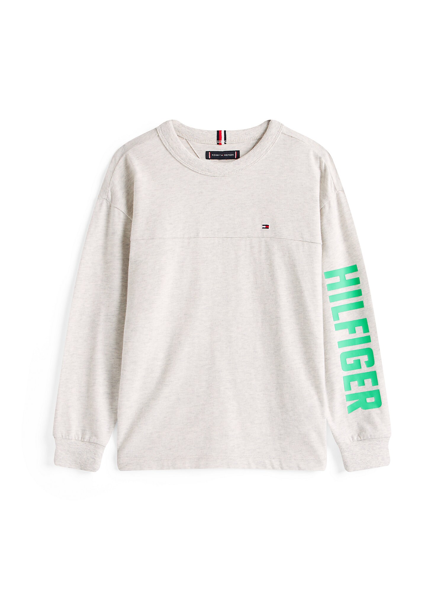 TOMMY HILFIGER Póló  szürke melír / világoszöld akciós termékkép 1