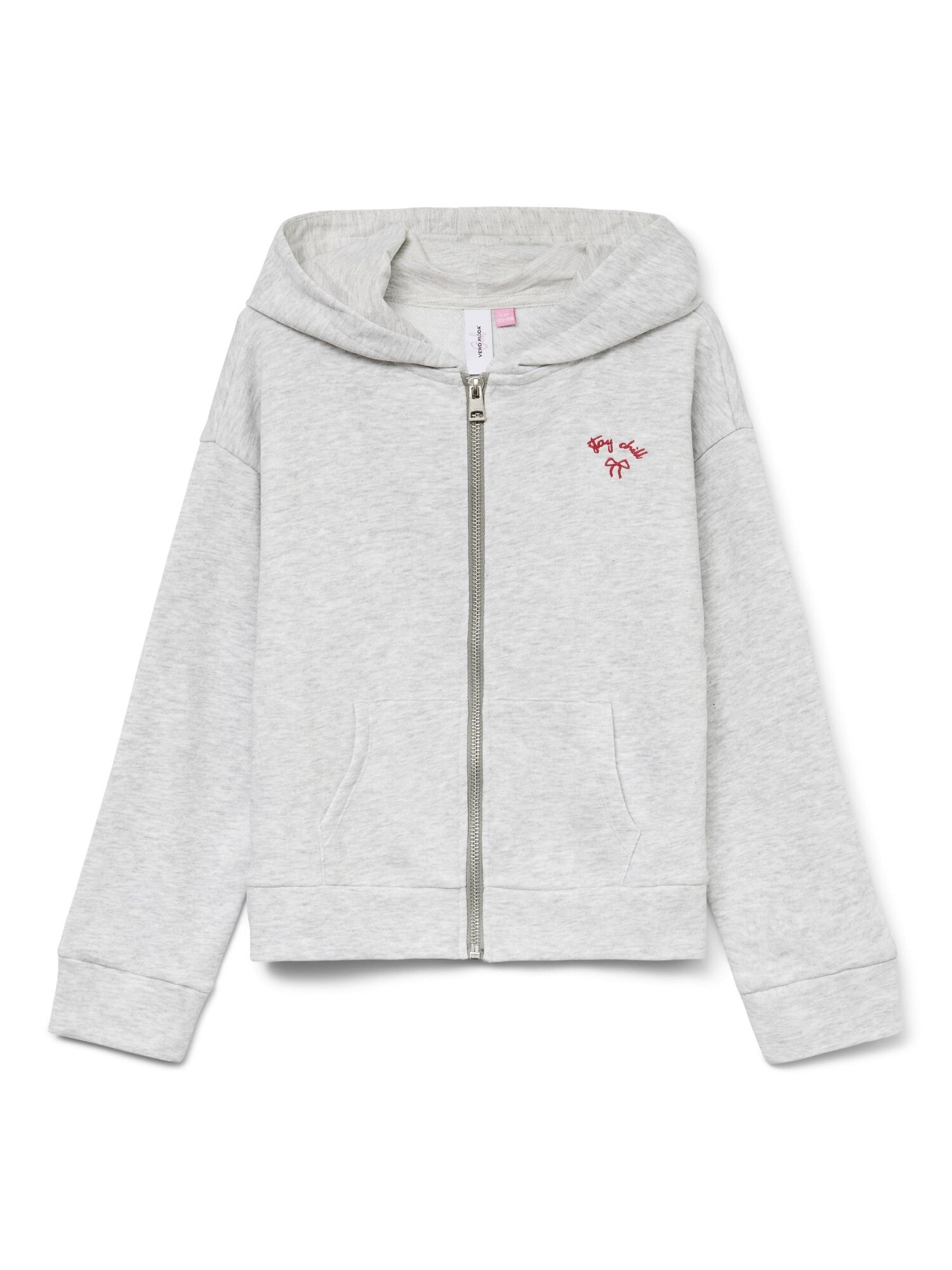 Vero Moda Girl Sudadera con cremallera 'VMTrina'  gris claro / rojo