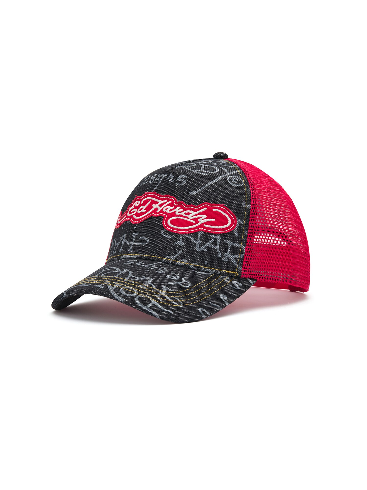 Ed Hardy Čiapka  sivá / červená / čierny denim / biela