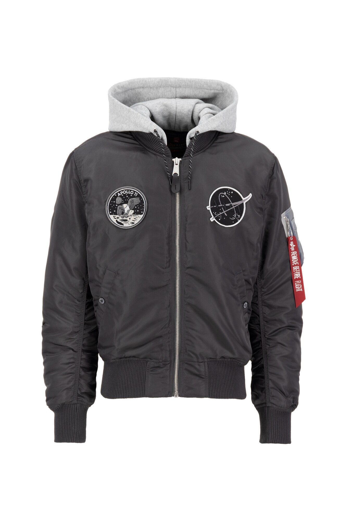 ALPHA INDUSTRIES Prechodná bunda 'MA-1 VF'  tmavosivá / sivá melírovaná / čierna / biela