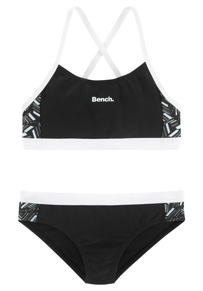 BENCH Bikini Mädchen Größe 158/164 grau / schwarz / weiß