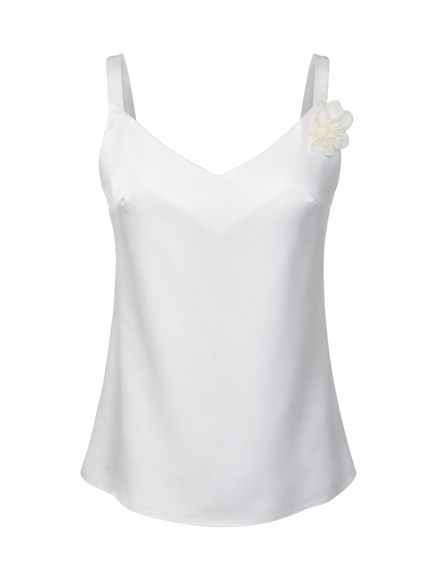 REGINA FASHION Top 'V-Neck Satin Top with 3D Flower Detail'  biela