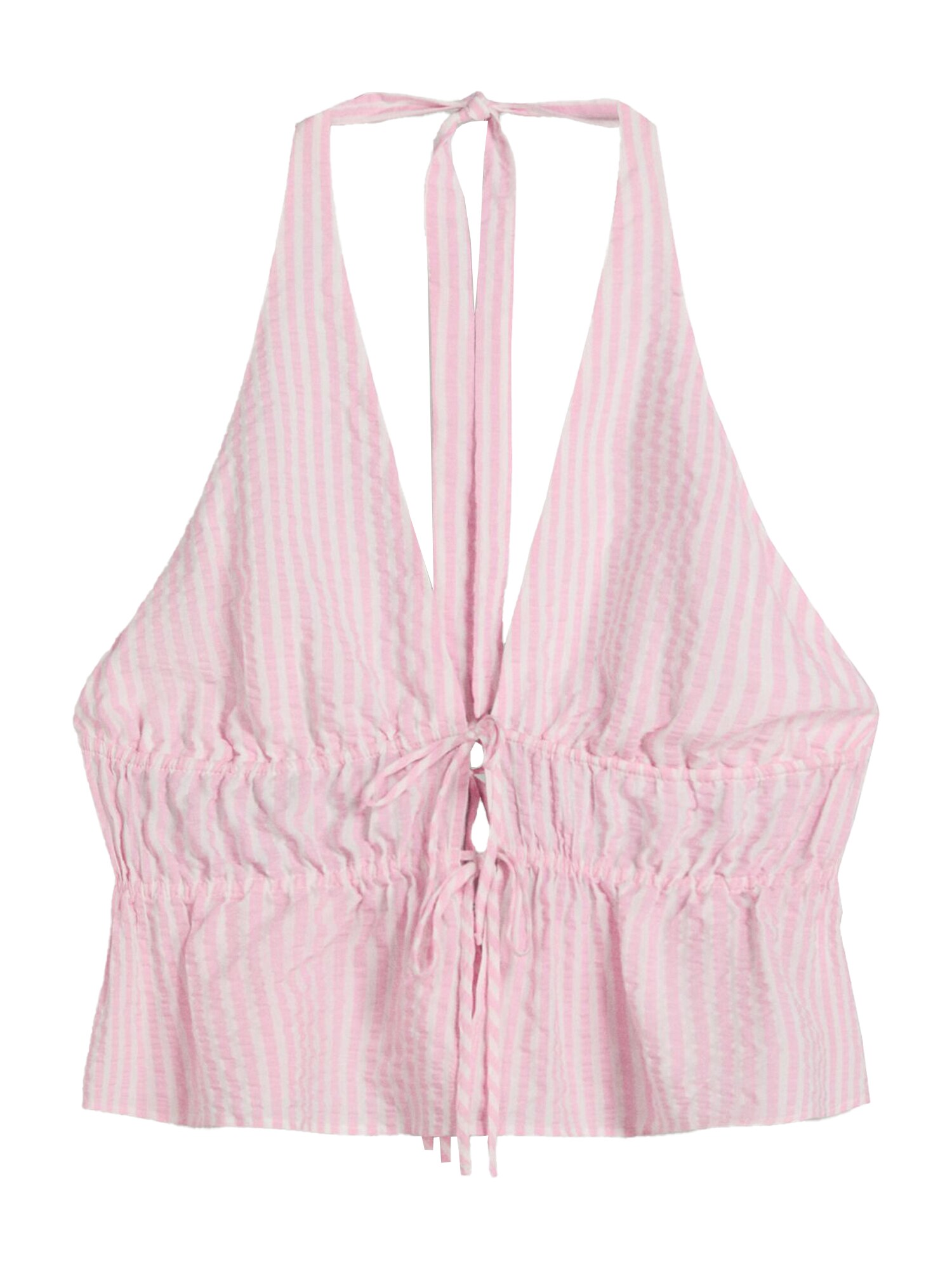 Bershka Top  világos-rózsaszín / fehér akciós termékkép 1