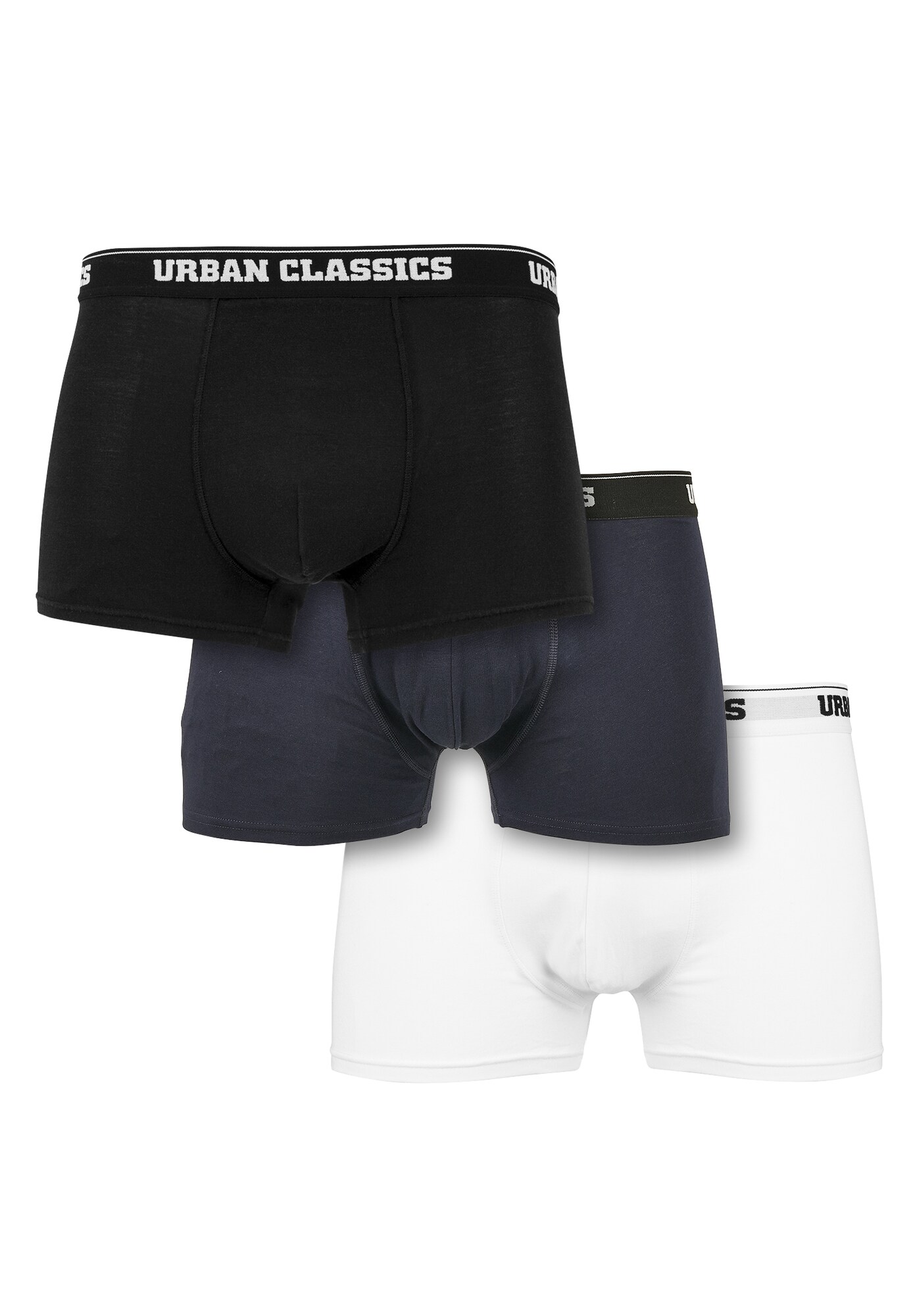 Urban Classics Boxer trumpikės juoda / balta / tamsiai mėlyna