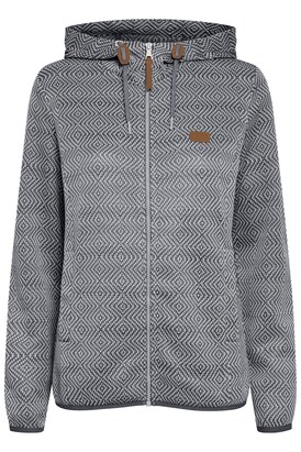 Oxmo Fleece jas ‘Pebbles’ Donkerblauw / Bruin / Lichtgrijs